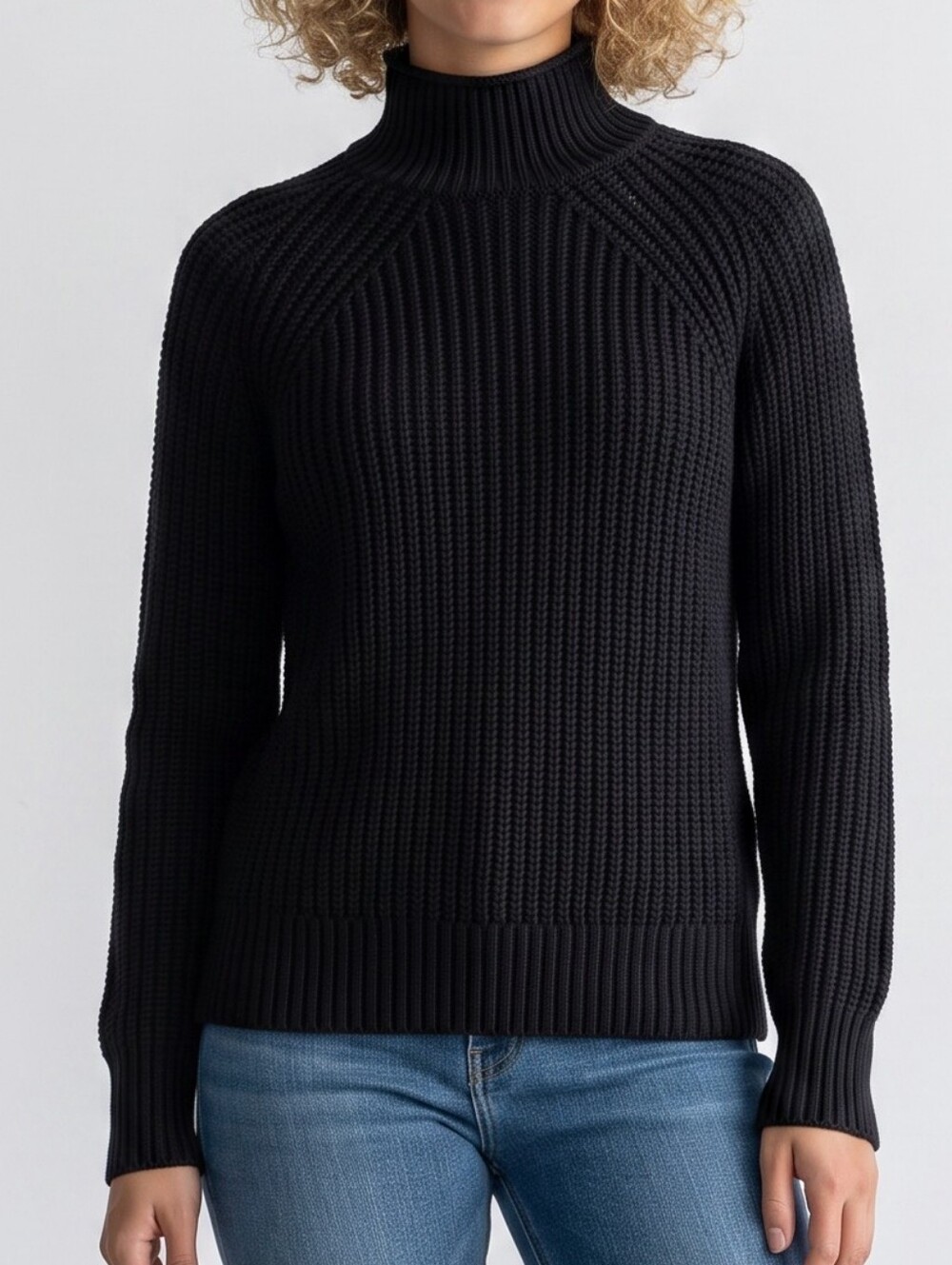 J. Crew Black Ribbed 100% Cotton Rollneck Sweater - Women's Classic Knit M